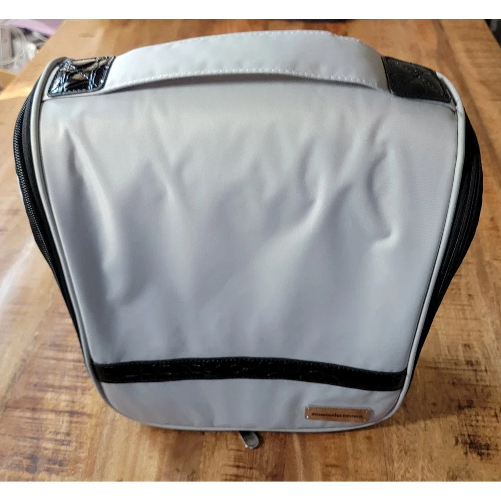 Samantha Brown Gray Nylon Hanging Cosmetic Travel Toiletry Case Organizer Bag‎
